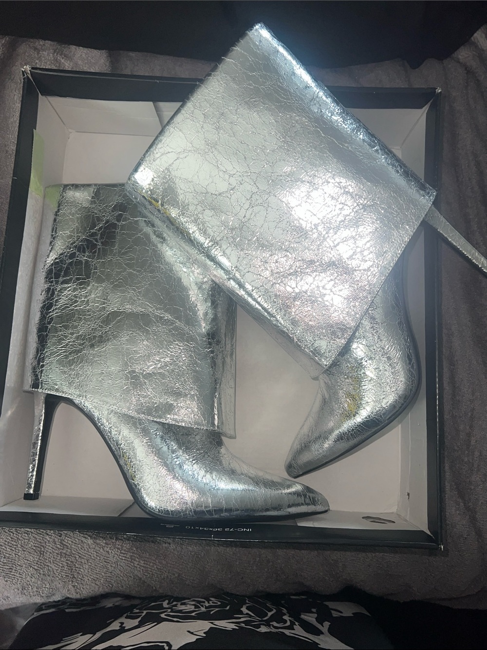Metallic Silver Pointed-Toe Stiletto Ankle Boots - Women